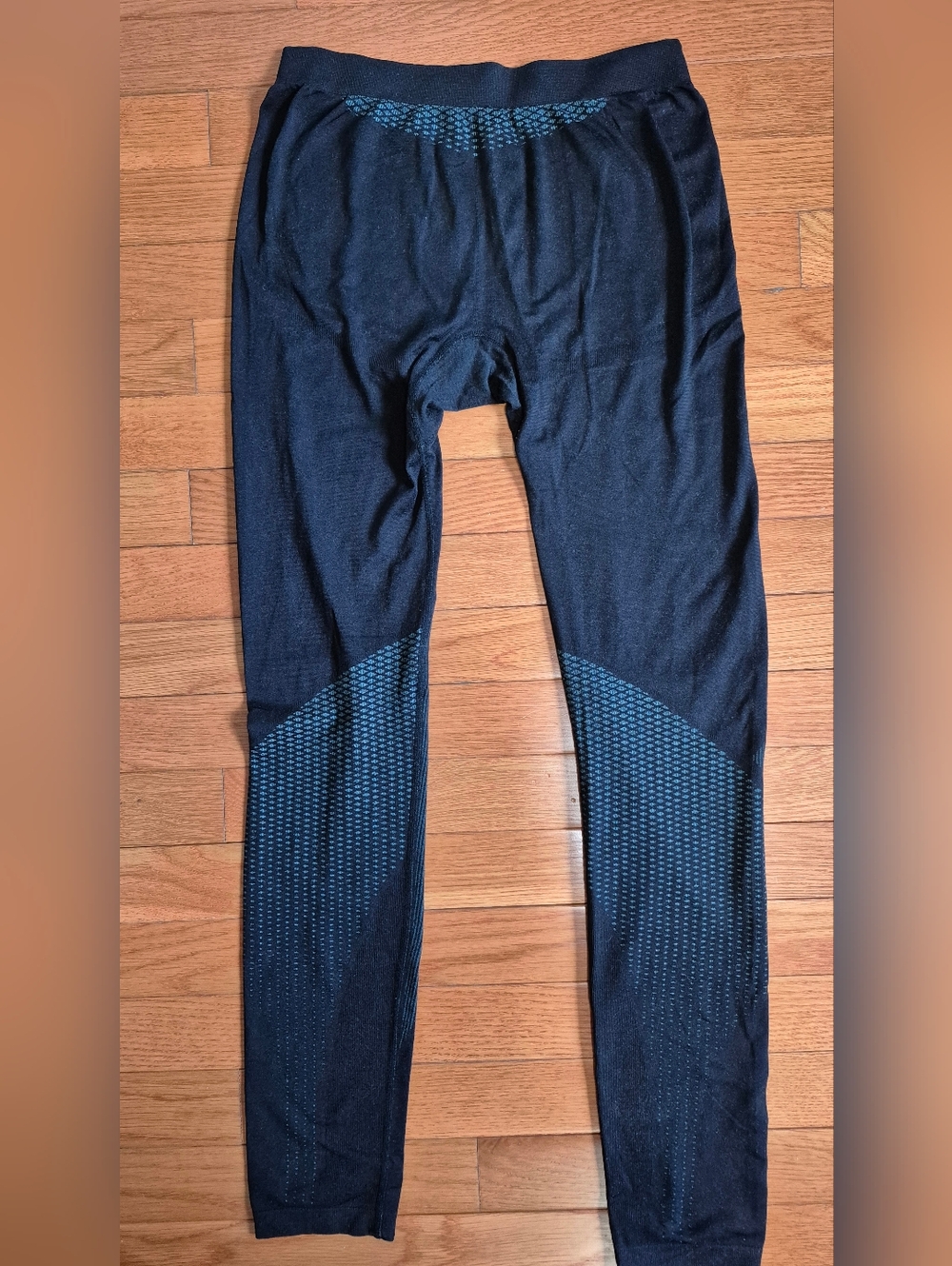 Odlo Black Athletic Wool Blend Tights with Teal Logo - Picture 4 of 5
